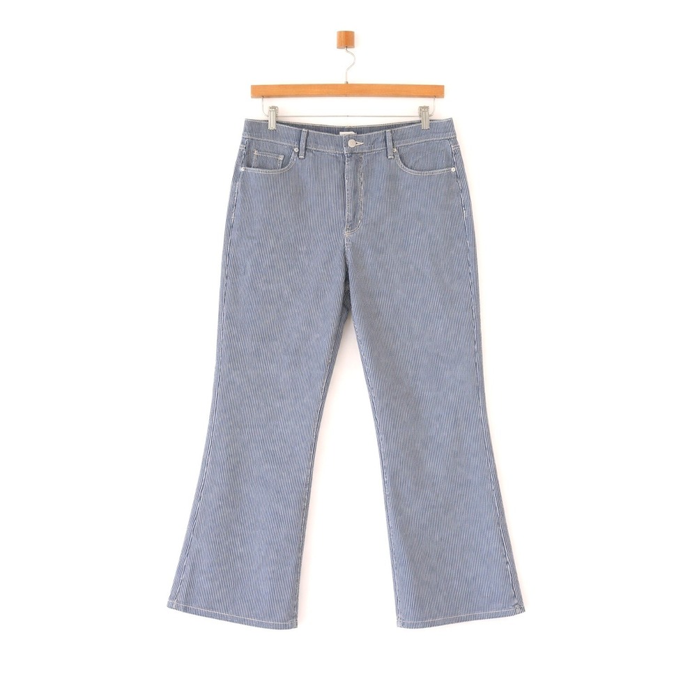 LOFT Pinstriped Kick Crop Jeans Women's Size 16 NWT